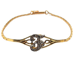 APPRAISED $525- 14Kt. Yellow Gold Seven Single Cut Diamonds in a Letter "F" Bracelet