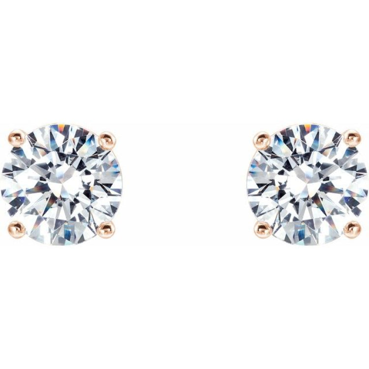 14K Rose Gold 1 CTW Lab-Grown Diamond 4-Prong Stud Earrings