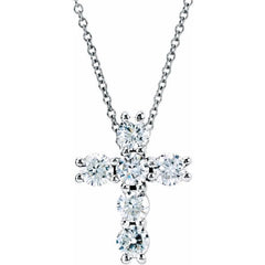 14K White 1/3 CTW Lab-Grown Diamond Cross 18" Necklace