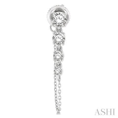 1 Ctw Journey Round Cut Diamond Fashion Long Chain Earring in 14K White Gold