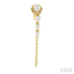 1/3 Ctw Journey Round Cut Diamond Fashion Long Chain Earring in 14K Yellow Gold
