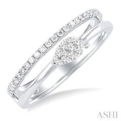 1/4 Ctw Double Row Pear Shape Lovebright Round Cut Diamond Ladies Ring in 10K White Gold