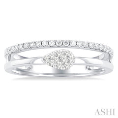 1/4 Ctw Double Row Pear Shape Lovebright Round Cut Diamond Ladies Ring in 10K White Gold