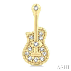 1/10 Ctw Petite Guitar Round Cut Diamond Fashion Stud Earrings in 10K Yellow Gold