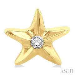 1/20 Ctw Sea Life Petite Starfish Round Cut Diamond Fashion Stud Earring in 10K Yellow Gold