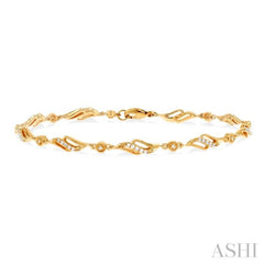 1/4 Ctw Art Deco Lattice Kite Round Cut Diamond Fashion Tennis Bracelet in 10K Yellow Gold