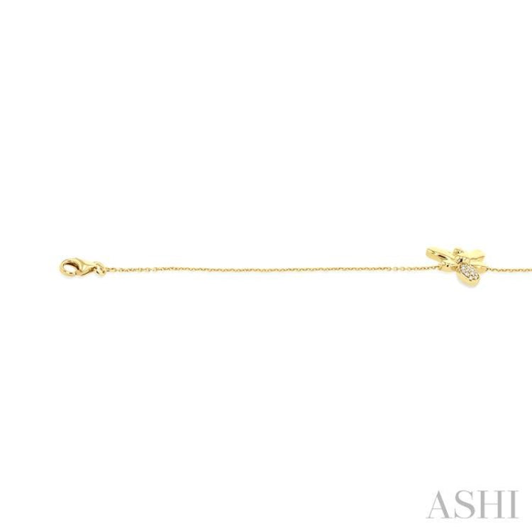 1/20 Ctw Petite Bumble Bee Round Cut Diamond Fashion Bracelet in 10K Yellow Gold