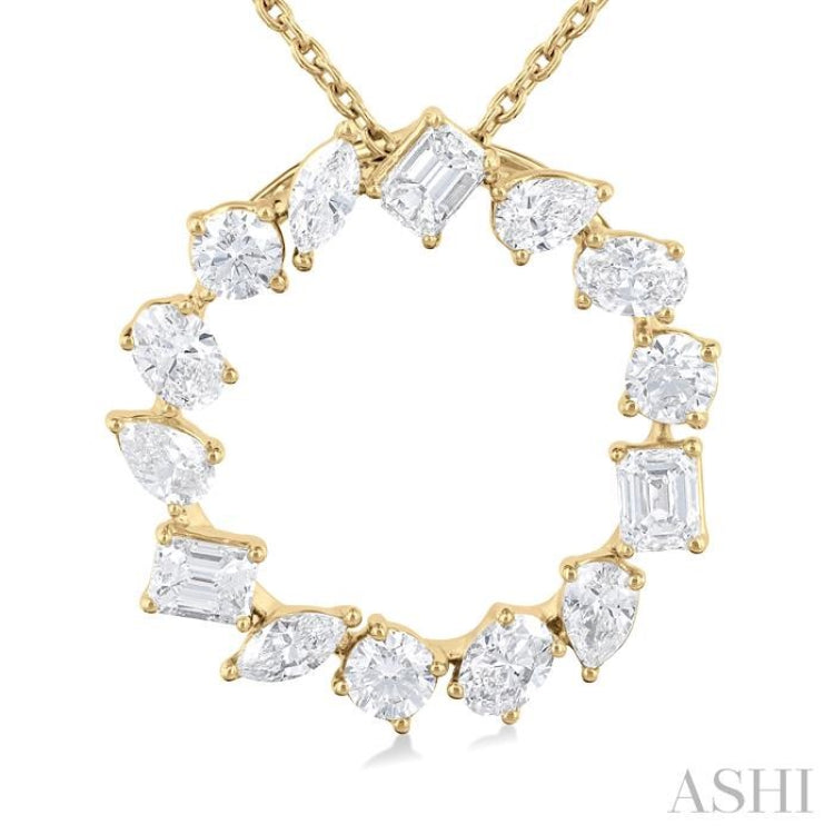 1 Ctw Circle Multi-Cut Diamond Fashion Pendant With Chain in 14K Yellow Gold