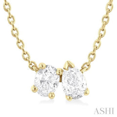 1/3 Ctw Toi Et Moi Oval and Pear Cut Diamond Pendant in 14K Yellow Gold