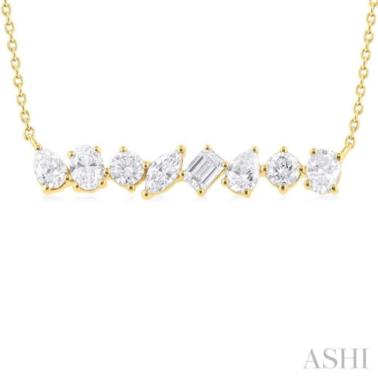 1 1/10 Ctw Scatter Multi Cut Diamond Fashion Necklace in 14K Yellow Gold