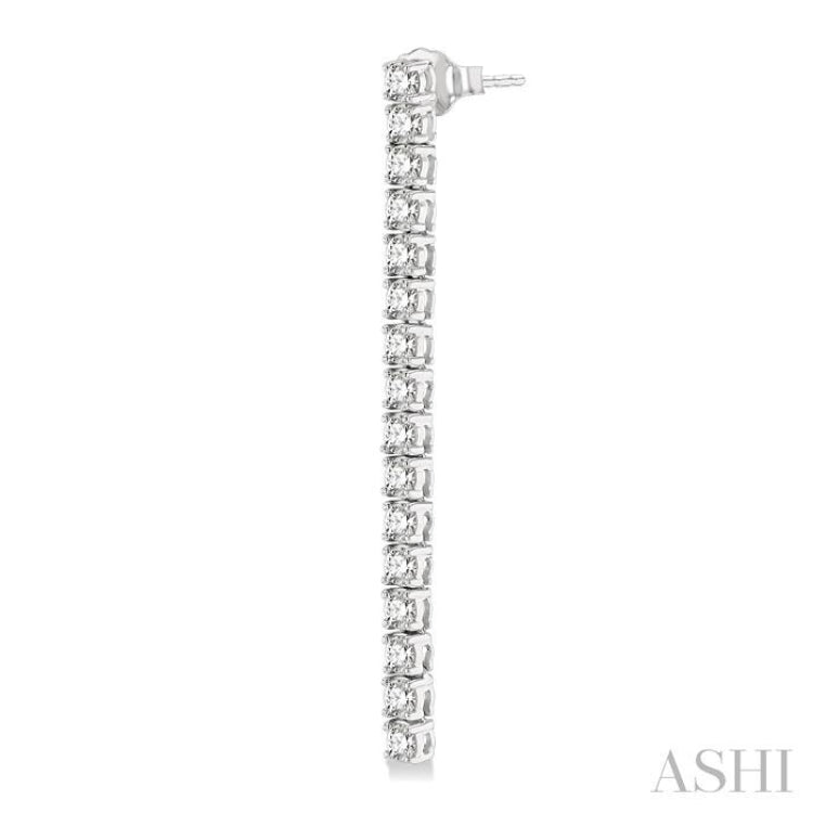 3 ctw Single Line Drop Round Cut Diamond Tennis Earring in 14K White Gold