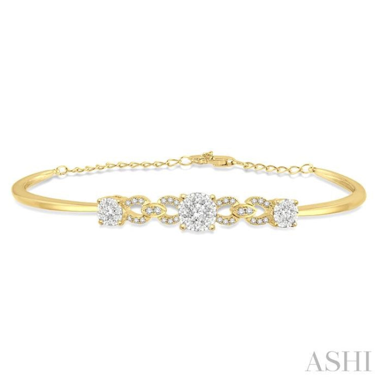 3/4 ctw Round Cut Diamond Lovebright Bracelet in 14K Yellow & White Gold