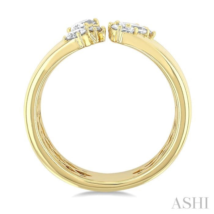 3/4 Ctw Open Top Mixed Diamond Cut Wide Fashion Band in 14K Yellow Gold