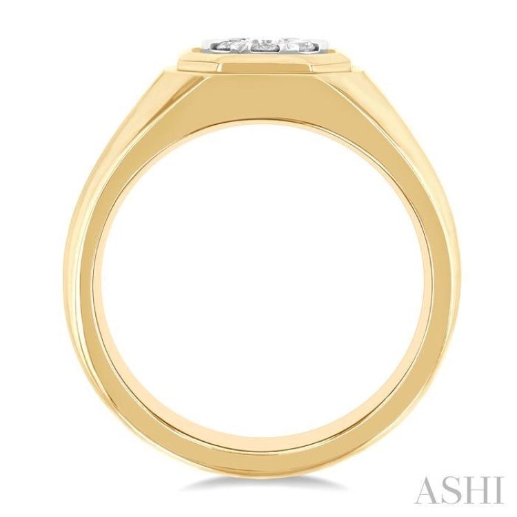 1/2 Ctw Octagonal Shape Lovebright Round Cut Diamond Men's Ring in 14K Yellow and White Gold