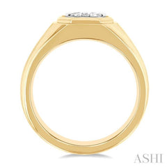 1/2 Ctw Octagonal Shape Lovebright Round Cut Diamond Men's Ring in 14K Yellow and White Gold