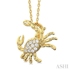 1/10 Ctw Petite Crab Round Cut Diamond Fashion Pendant With Chain in 10K Yellow Gold