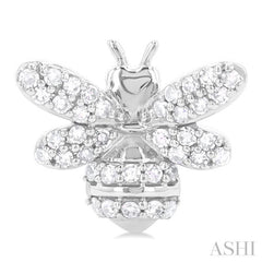 1/3 Ctw Petite Bumble Bee Round Cut Diamond Fashion Stud Earring in 10K White Gold