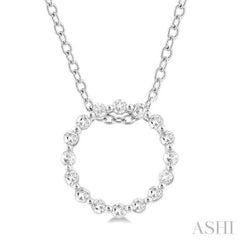 1/10 Ctw Circle Round Cut Diamond Pendant With Chain in Sterling Silver