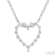 1/10 Ctw Heart Shape Round Cut Diamond Pendant With Chain in Sterling Silver