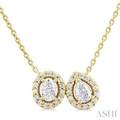 3/8 Ctw Toi Et Moi Diamond Pendant in 14K Yellow Gold