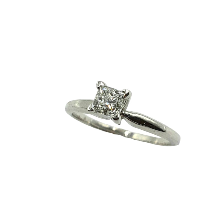 APPRAISED $2100-14kt. White Gold Ring with One .46ct. Princess Cut Diamond