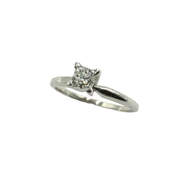 APPRAISED $2100-14kt. White Gold Ring with One .46ct. Princess Cut Diamond