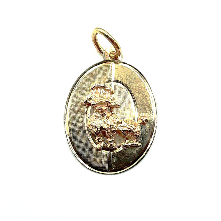 14kt Yellow Gold Oval Disc Poodle Charm