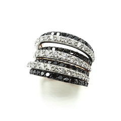 APPRAISED $8260 - 14kt Rose Gold - T - 2.59ct Black and White Round Diamond Band 