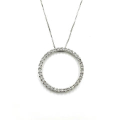 APPRAISED $900 - 10kt White Gold Pendant with 36 Round Brilliant Diamonds - T. - .54ct and 14kt 24" Box Link Chain 