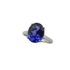 APPRAISED $5000- Platinum Solitaire Ring with One Oval Tanzanite