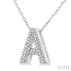 1/20 Ctw Bubble Accent Initial 'A' Round Cut Diamond Fashion Pendant With Chain in Sterling Silver