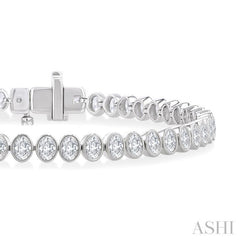 4 1/2 Ctw North-South Bezel Set Oval Cut Diamond Tennis Bracelet in 14K White Gold