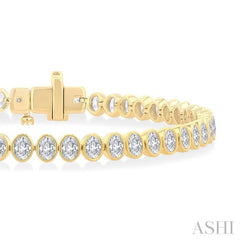 4 1/2 Ctw North-South Bezel Set Oval Cut Diamond Tennis Bracelet in 14K Yellow Gold