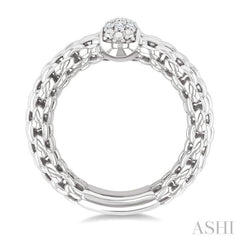 1/8 Ctw Bold Silver Cable Chain Inspired Round Cut Diamond Fashion Ring in Sterling Silver