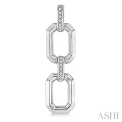 1/10 Ctw Bold Open Window Octagonal Shape D-Link Round Cut Diamond Fashion Earring in Sterling Silver