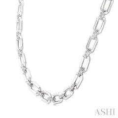 1/4 Ctw Bold Open Window Octagonal Shape D-Link Round Cut Diamond Paperclip Necklace in Sterling Silver