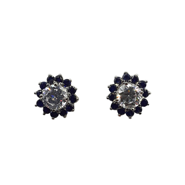 APPRAISED $850 - 14kt White Earring Jackets with 24 Round Sapphires (2.2mm) 