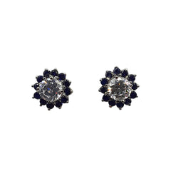 APPRAISED $850 - 14kt White Earring Jackets with 24 Round Sapphires (2.2mm) 