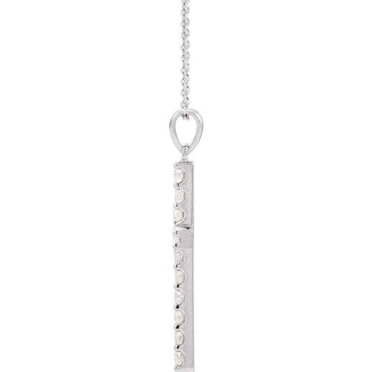 Sterling Silver 1/10 CTW Natural Diamond Cross 18" Necklace