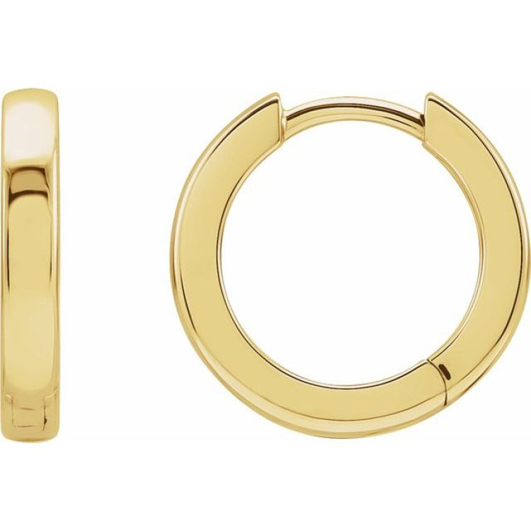 14K Yellow Hinged 10 mm Hoop Earrings