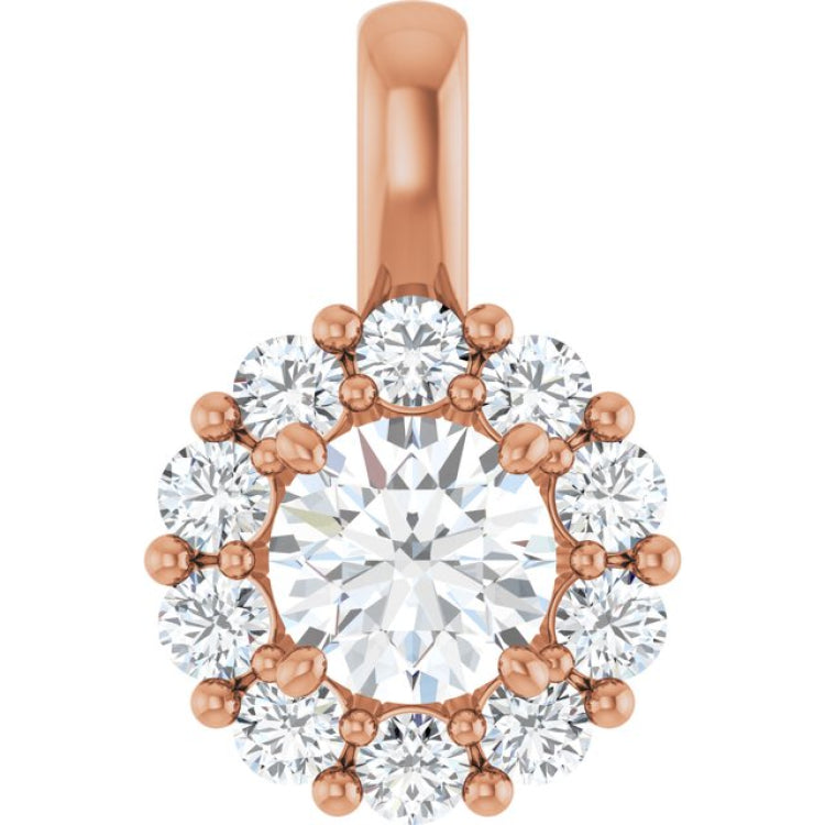 14K Rose 3/4 CTW Lab-Grown Diamond Halo-Style Pendant