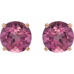 14K Rose Gold 6 mm Natural Pink Tourmaline Earrings