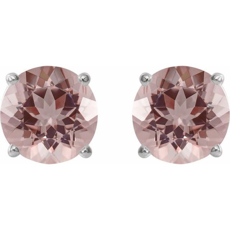 14K White Gold 6 mm Natural Pink Morganite Earrings