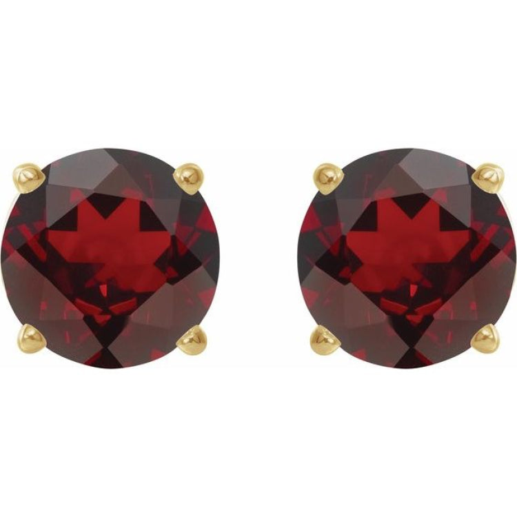 14K Yellow Gold 6 mm Natural Mozambique Garnet Earrings