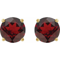 14K Yellow Gold 6 mm Natural Mozambique Garnet Earrings