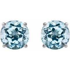 Platinum 6 mm Natural Sky Blue Topaz Earrings