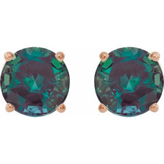 14K Rose Gold 7 mm Lab-Grown Alexandrite Earrings