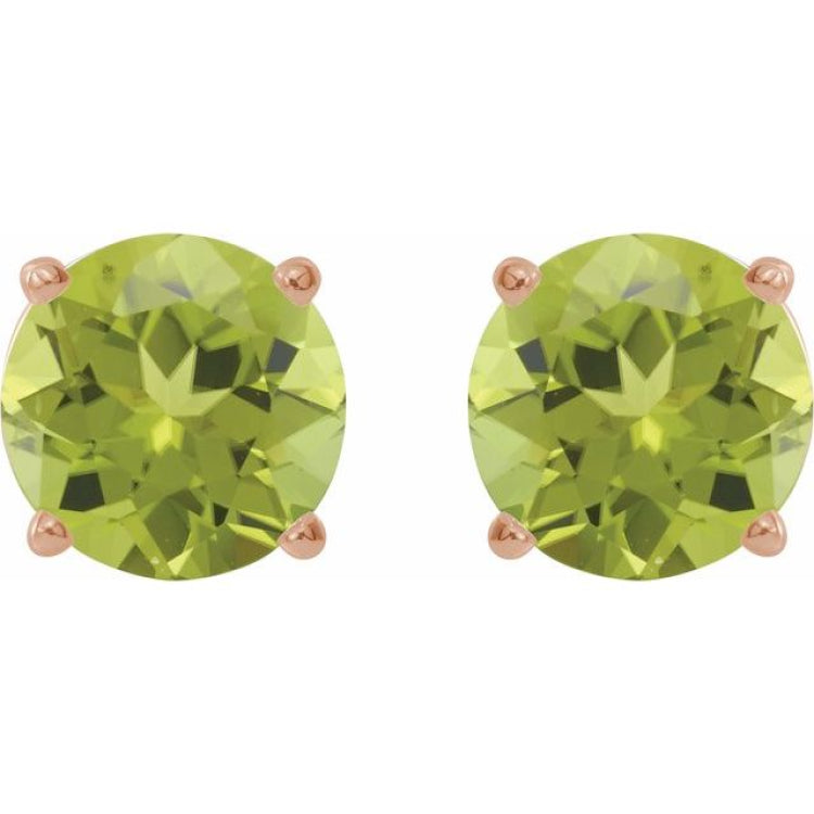 14K Rose Gold 7 mm Natural Peridot Earrings