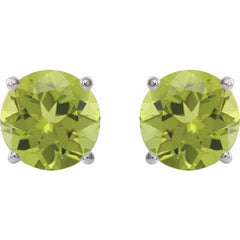 14K White Gold 7 mm Natural Peridot Earrings