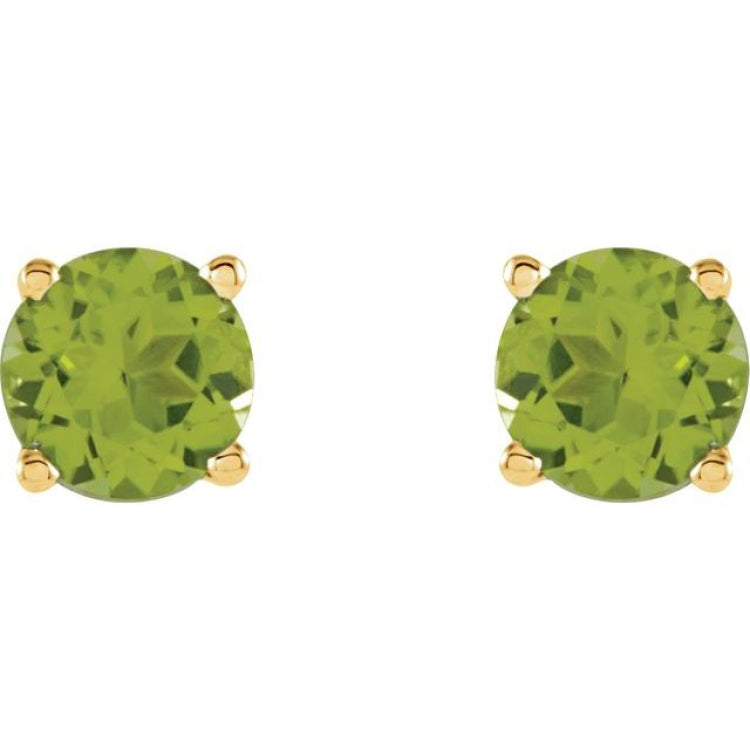14K Yellow Gold 7 mm Natural Peridot Earrings